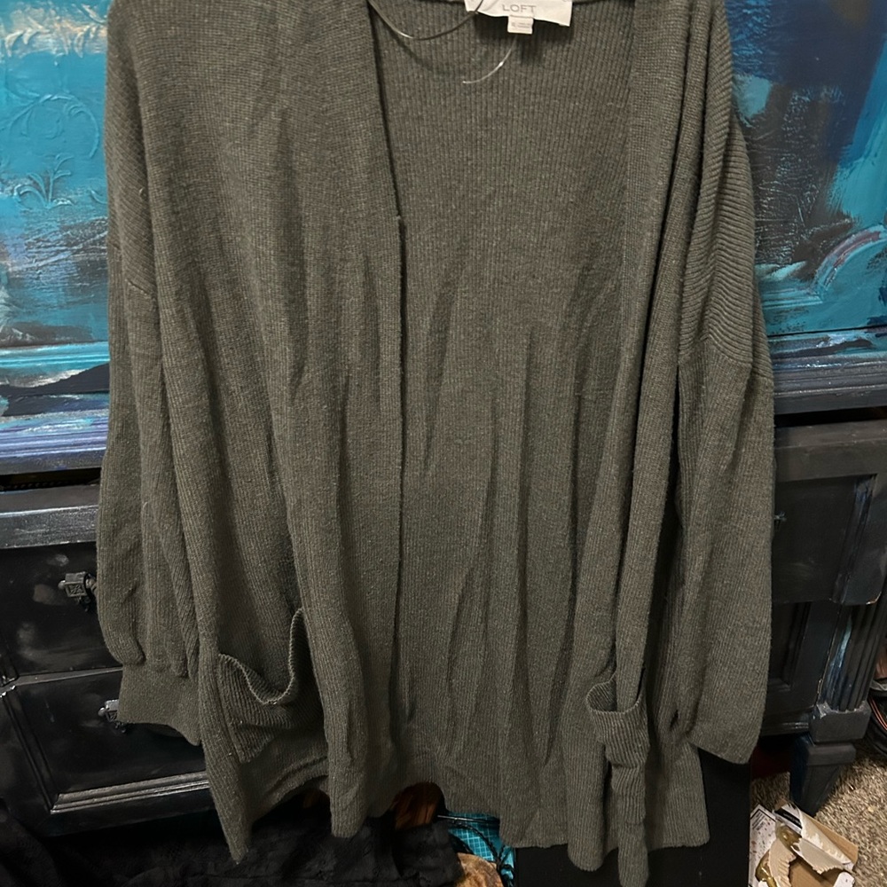 Loft XL Dark gray cardigan with pockets
